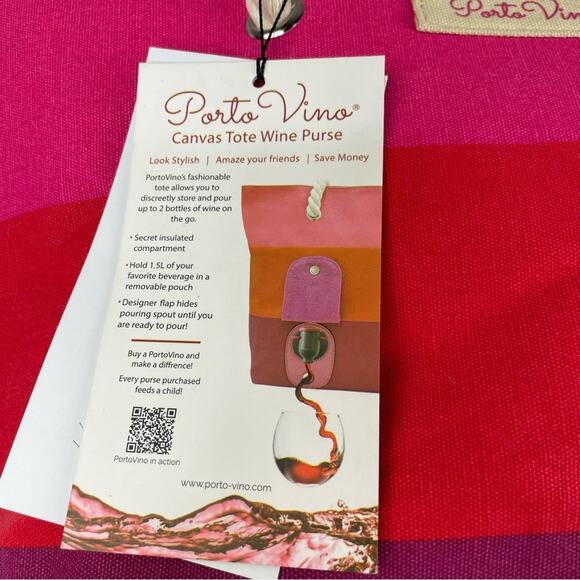 Porto Vino canvas tote insulated compartment NWT - Picture 14 of 16